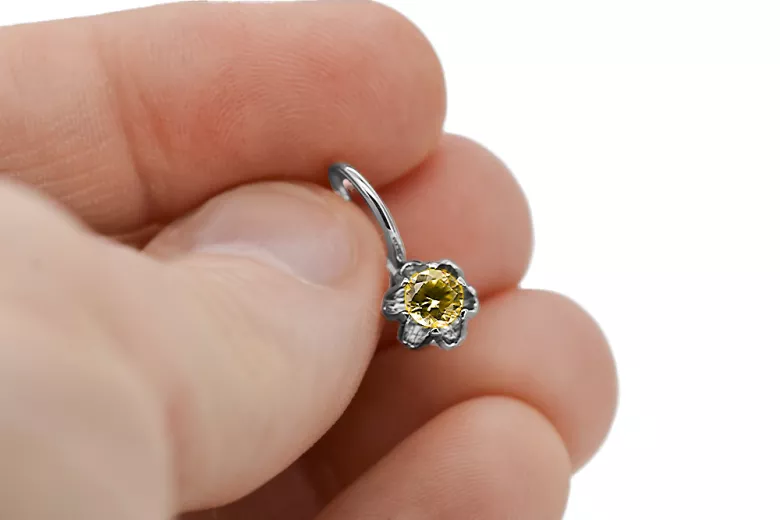 Стерлінгове срібло 925 925 Yellow Peridot Сережки vec013s Російський Радянський СРСР Вінтаж Ар-деко style